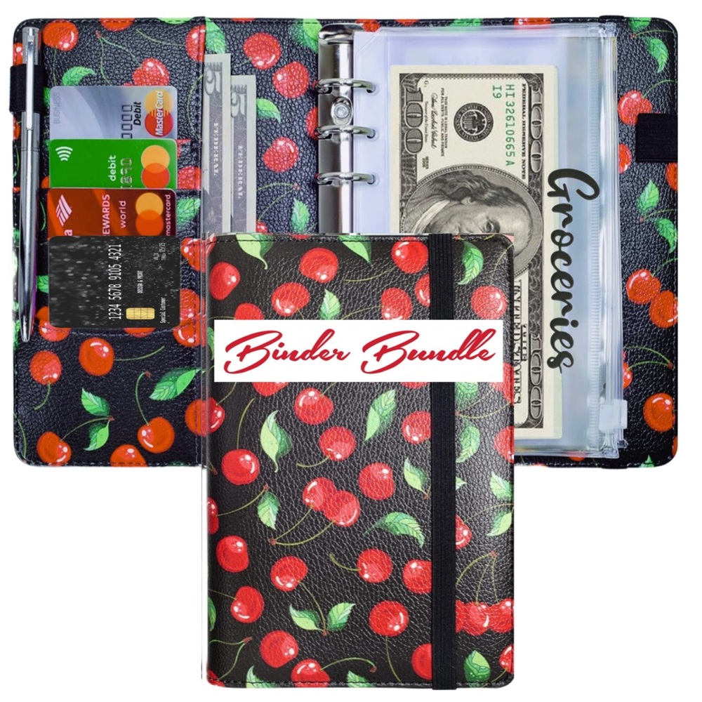 CASH ENVELOPE STUFFING METHOD, Cherry Print A6 Binder BUNDLE